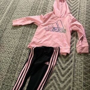 Adidas black and pink used sweatshirt and pants used
